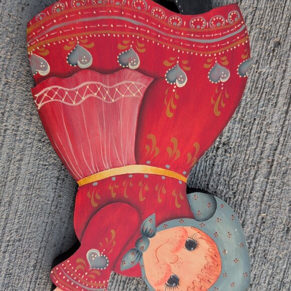 Vintage Hand Painted Wooden Dutch Girl Wall Hanging Plaque - Picture 2 of 6